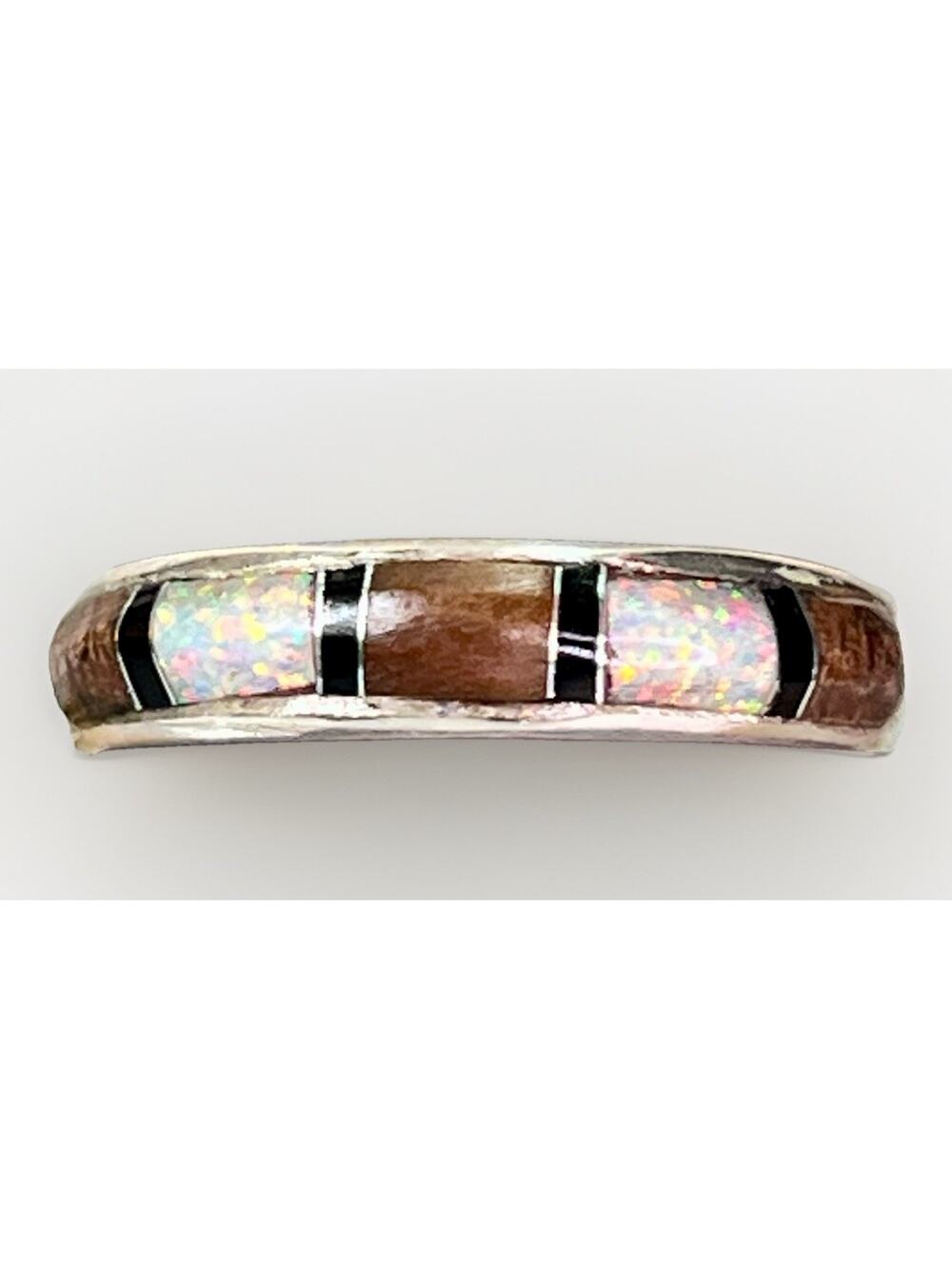 J Largo Navajo Sterling Silver Opal Jasper Onyx Channel Inlay Ring Size 8 NEW